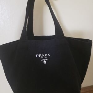Prada Black Canvas Tote Bag